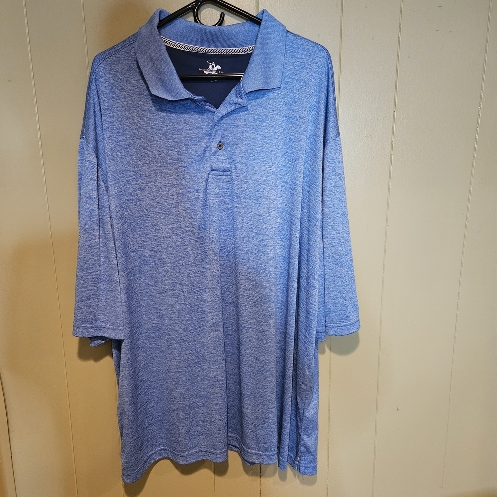 Beverly Hills Polo Club Men’s 3X Blue Heathered Polo Shirt | Classic Golf Style